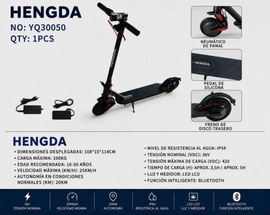 PATINETE ELETRICO SCOOTER HENGDA YQ30050