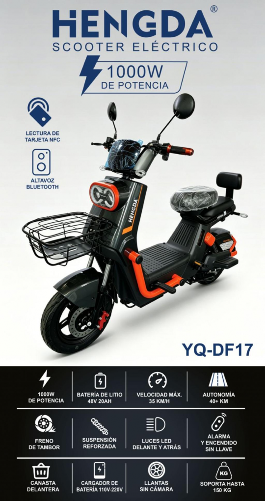 MOTO ELETRICA HENGDA Bluetooth /NFC YQ-DF17