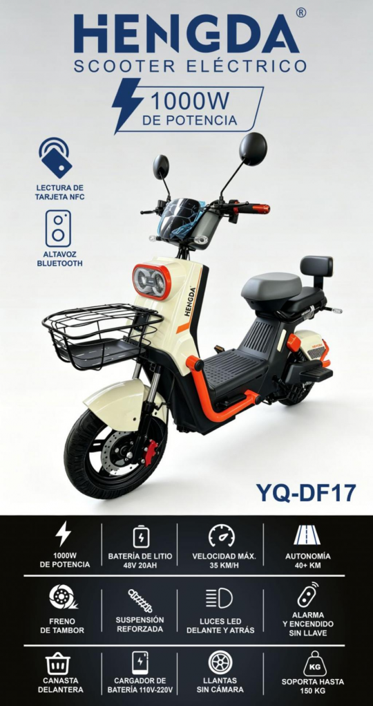 MOTO ELETRICA HENGDA Bluetooth /NFC YQ-DF17