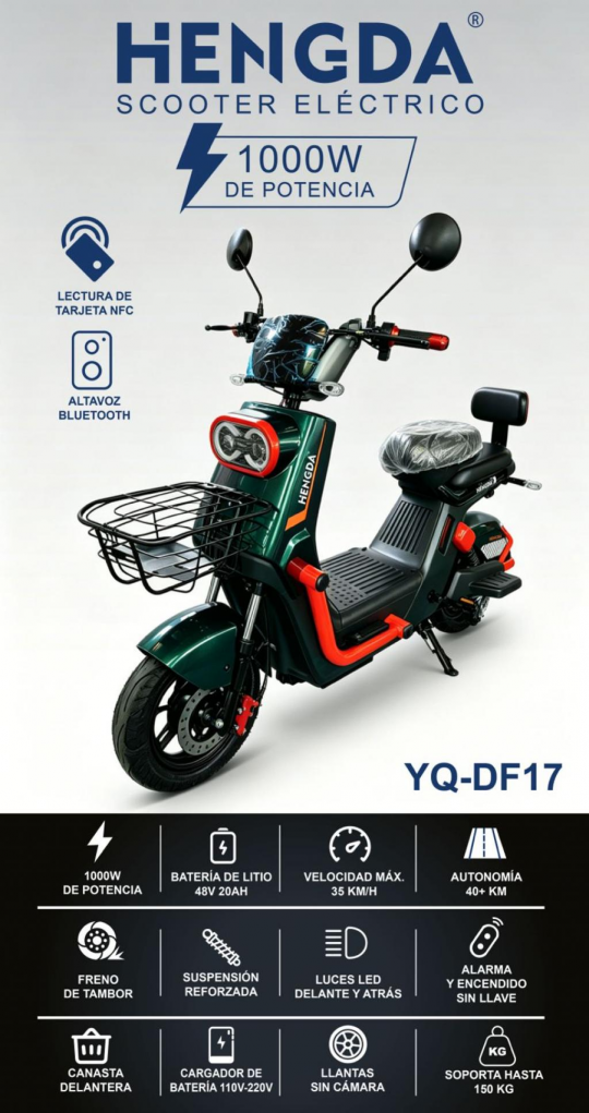 MOTO ELETRICA HENGDA Bluetooth /NFC YQ-DF17